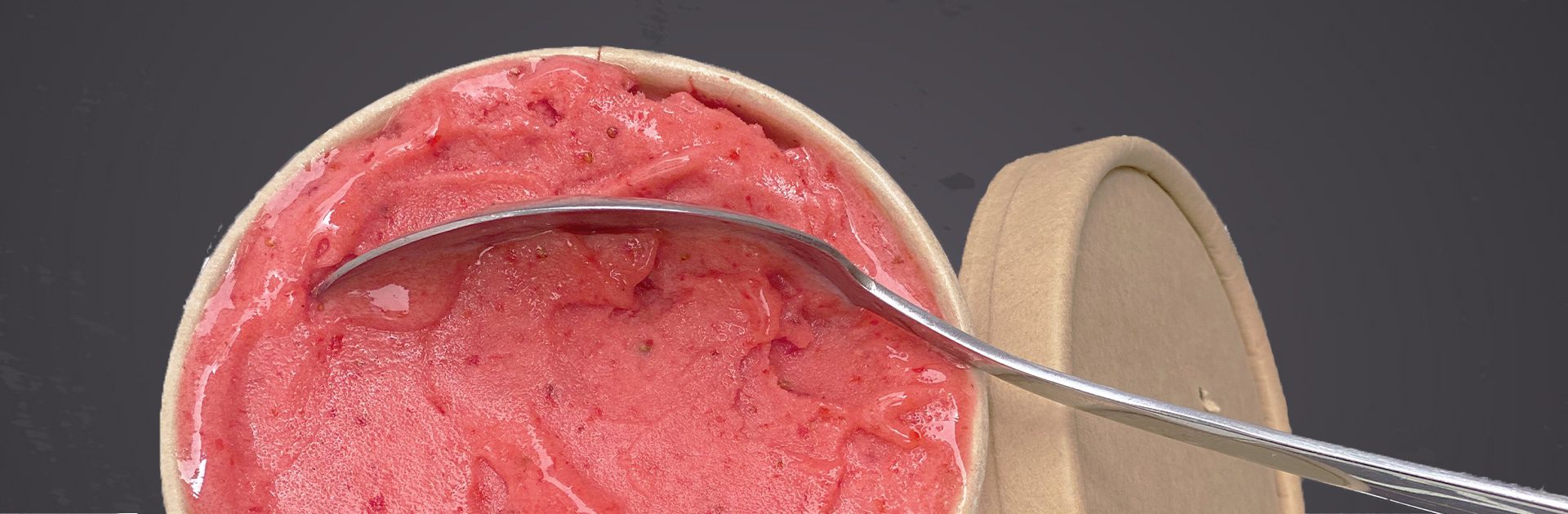 Fresh sorbetto being scooped from a production pan at Filo's facility